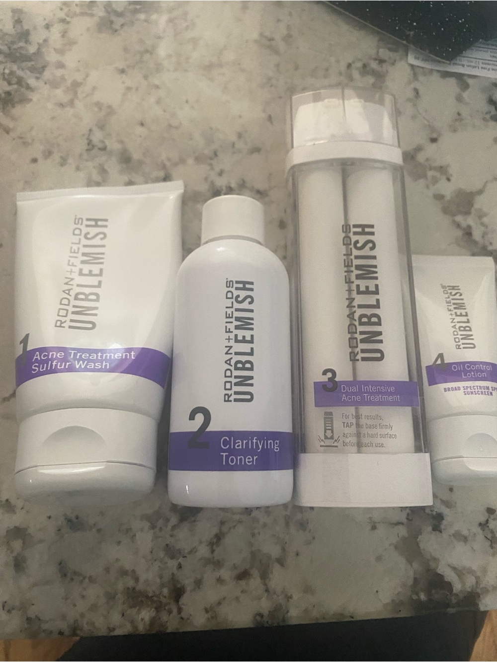 Rodan + Fields Unblemish Acne Treatment Set - White & Purple
